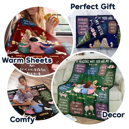 Gifts For Colleagues, Gift For Bestie - 10 Reasons Why You Are My Bestie Backside - Personalized Fleece Blanket, Sherpa Blanket