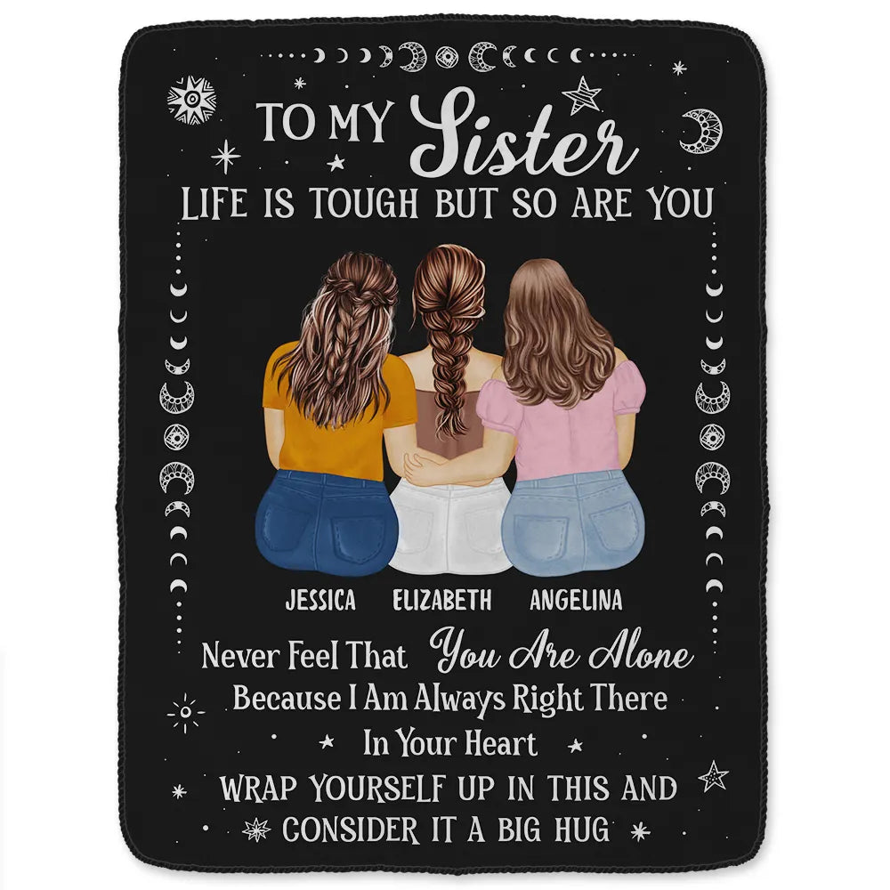 Gift For Bestie,Gift For Sisters,Gifts For Colleagues,Happy - Life Is Tough But So Are You Bestie Sister - Personalized Fleece Blanket, Sherpa Blanket