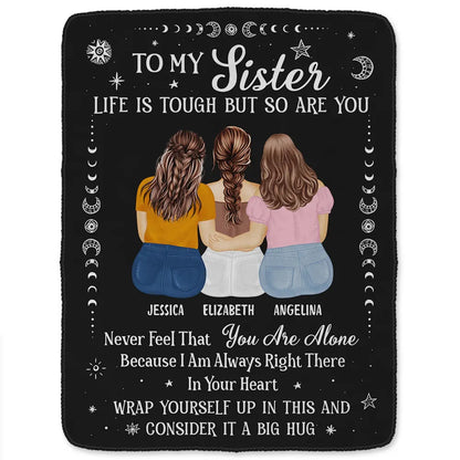 Gift For Bestie,Gift For Sisters,Gifts For Colleagues,Happy - Life Is Tough But So Are You Bestie Sister - Personalized Fleece Blanket, Sherpa Blanket