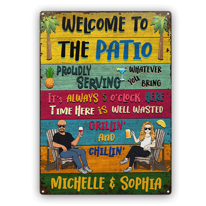 Personalized “Proudly Serving Whatever You Bring” Metal Sign - Custom Patio Welcome Backyard BBQ Decor