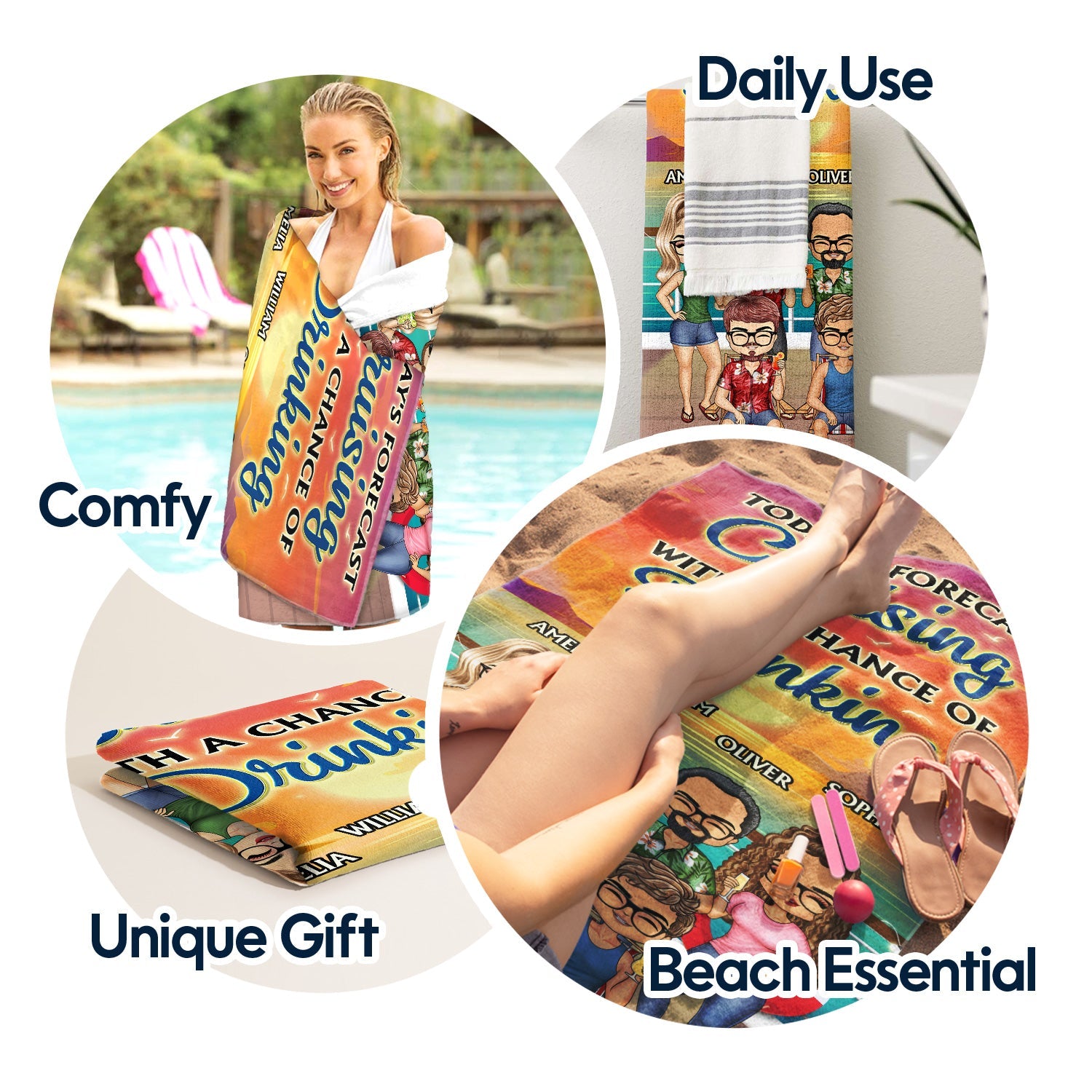 Custom "Life is Better on a Cruise" Beach Towel for Best Friends - Personalized Travel Gift