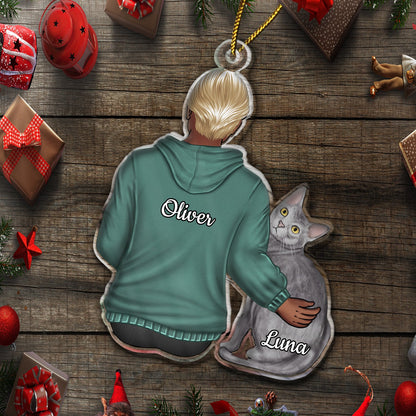 Hugging Pet - Christmas Gift For Dog Lovers, Cat Lovers - Personalized Cutout Acrylic Ornament