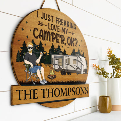 Personalized Camping Partners For Life Wood Sign personalization view for Husband