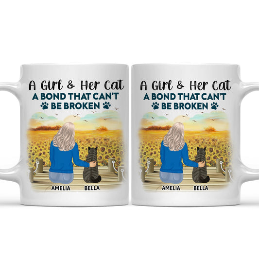 Personalized Cat & Her Human Mug: 'A Bond That Can't Be Broken' Gift