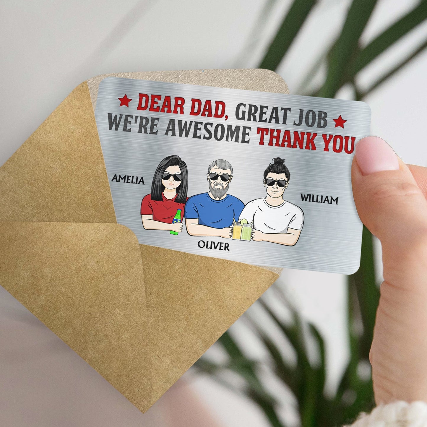 Great Job We're Awesome - Gift For Dad, Father, Grandpa - Personalized Aluminum Wallet Card