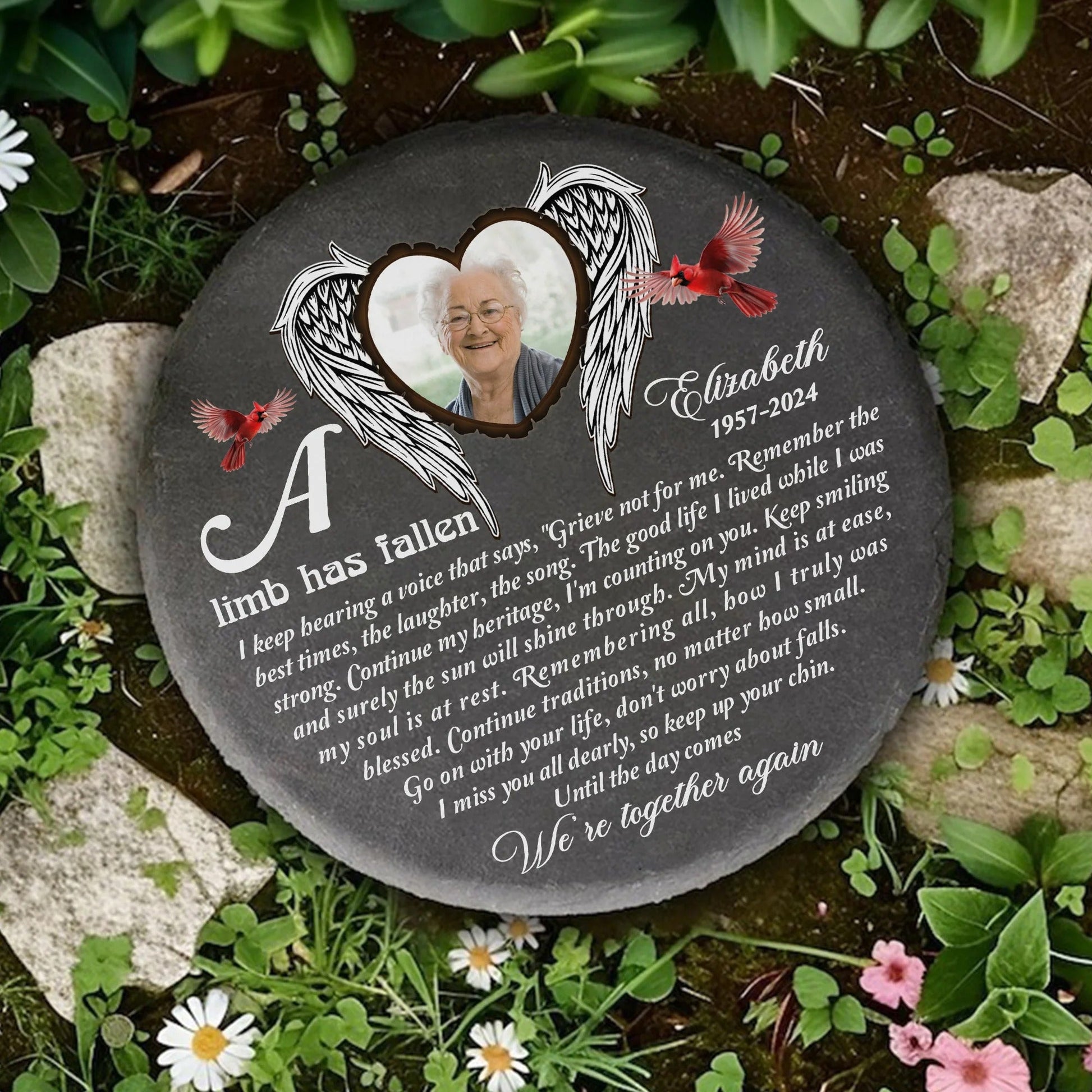 A Limb Has Fallen Personalized Memorial Garden Stone - Custom Photo for Family Sympathy Keepsake