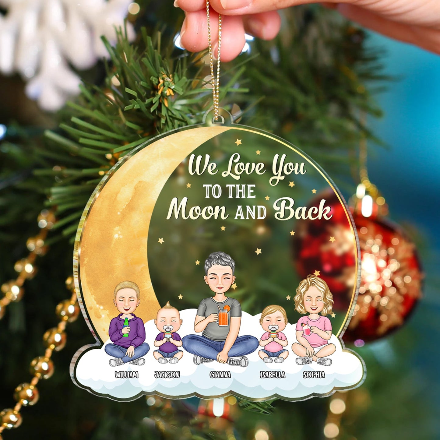 We Love You To The Moon And Back - Gift For Grandma, Mom - Personalized Custom Shaped Acrylic Ornament