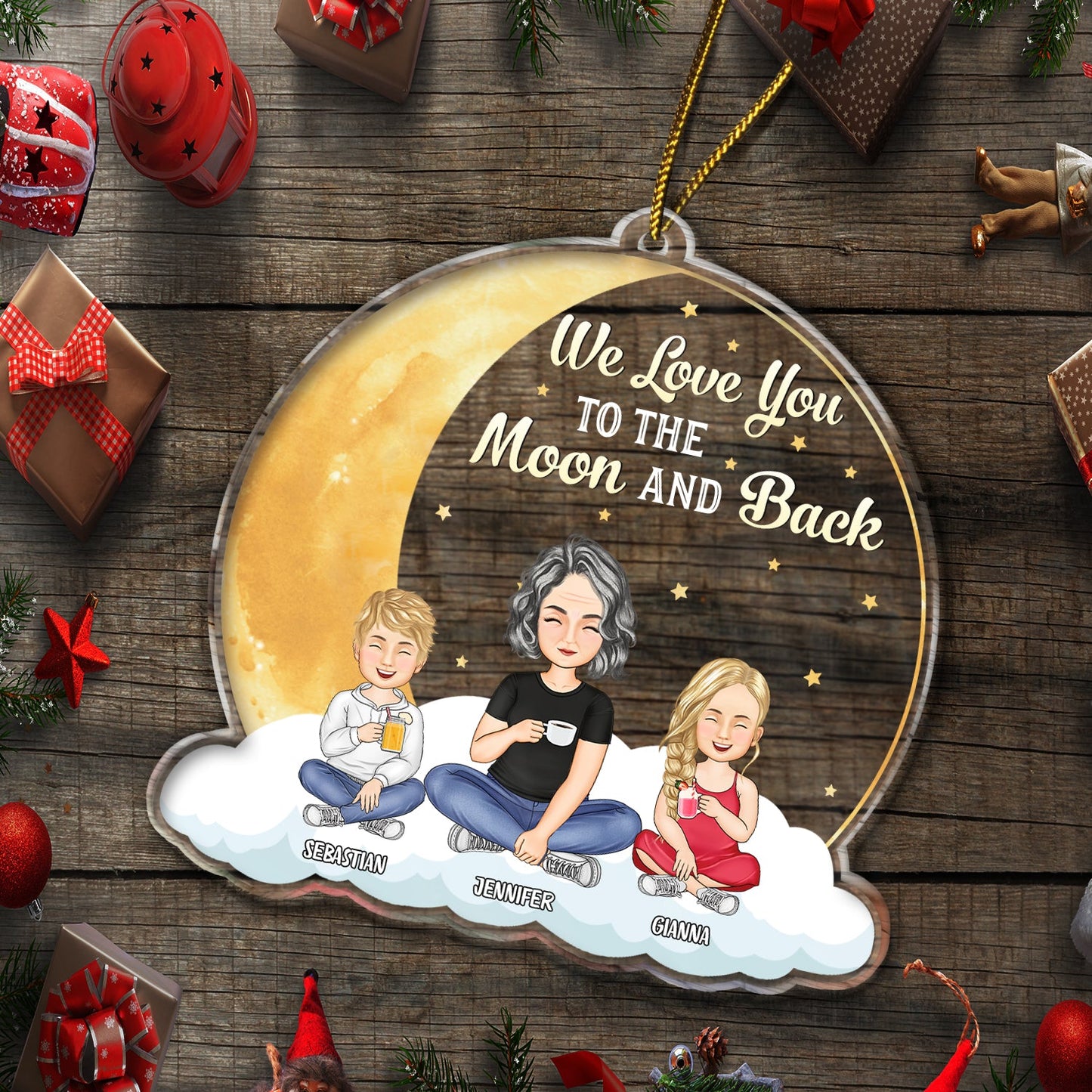 We Love You To The Moon And Back - Gift For Grandma, Mom - Personalized Custom Shaped Acrylic Ornament