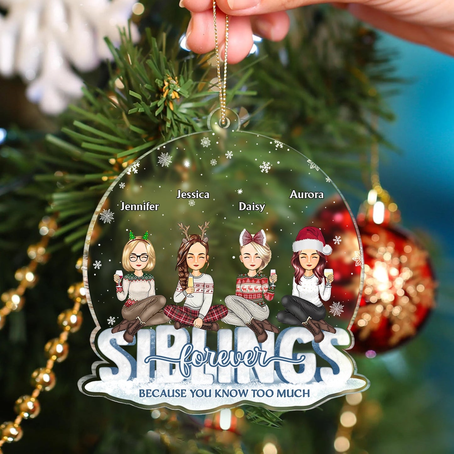 Christmas Besties Forever Cuz You Know Too Much - Gift For Besties - Personalized Custom Shaped Acrylic Ornament