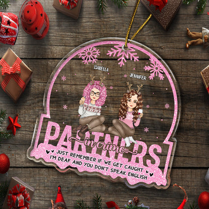 Custom Funny Best Friends Christmas Ornament - 'Partners in Crime'