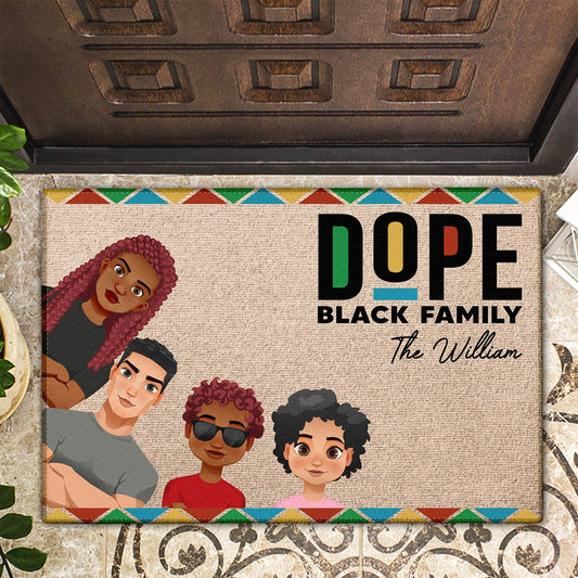 Personalized A Dope Black Family Lives Here Doormat - Custom Gift For Family