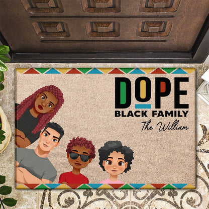 Personalized A Dope Black Family Lives Here Doormat - Custom Gift For Family