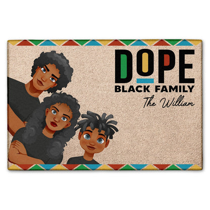 Personalized A Dope Black Family Lives Here Doormat - Custom Gift For Family