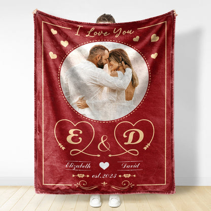 Personalized “I Love You” Photo Blanket - Romantic Couples Gift