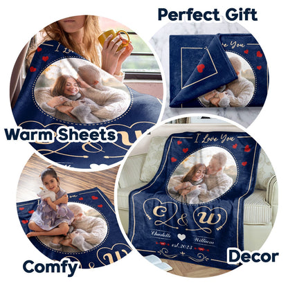 Personalized “I Love You” Photo Blanket - Romantic Couples Gift