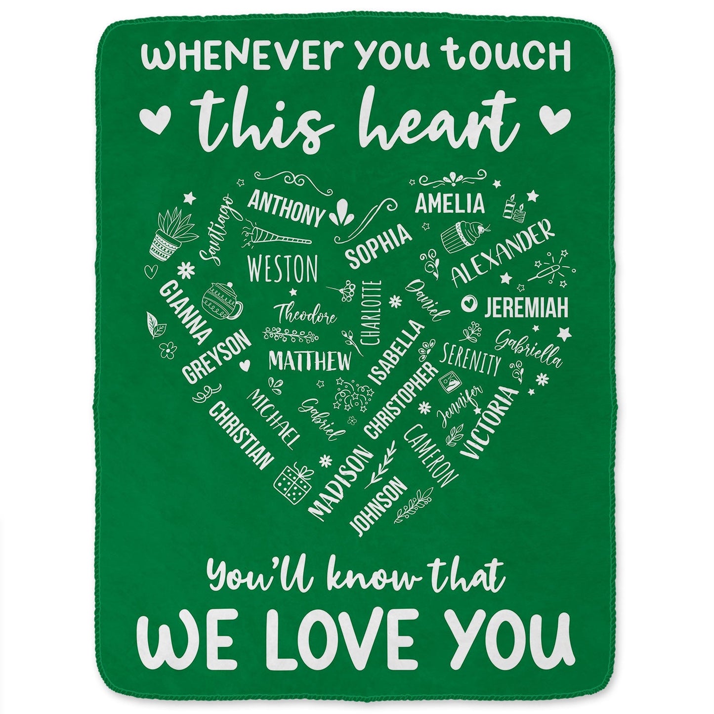 Whenever You Touch This Heart - Loving Gift For Mom, Grandma - Personalized Fleece Blanket, Sherpa Blanket