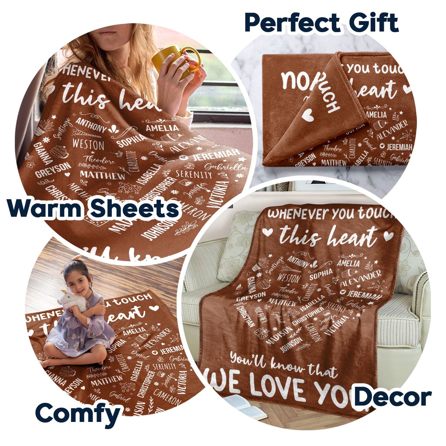 Whenever You Touch This Heart - Loving Gift For Mom, Grandma - Personalized Fleece Blanket, Sherpa Blanket