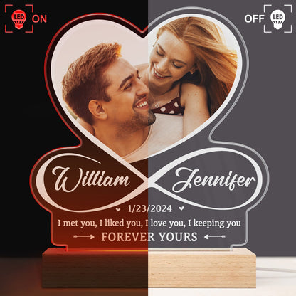 Custom Photo I Love You - Loving Gift For Couples - Personalized 3D Led Light Wooden Base