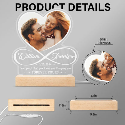 Custom Photo I Love You - Loving Gift For Couples - Personalized 3D Led Light Wooden Base