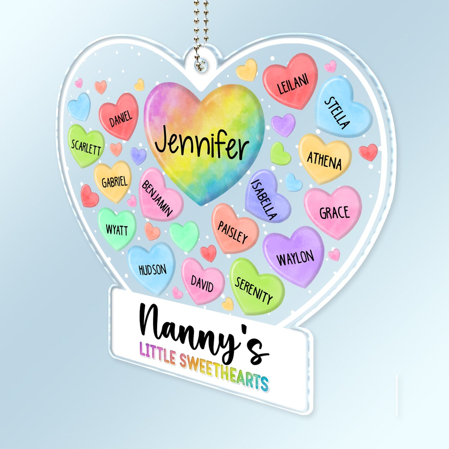 Personalized "Grandma's Little Sweethearts" Car Hanger with Grandkids' Names