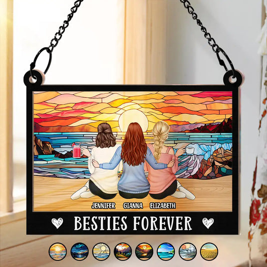 Personalized "Besties Forever" Suncatcher: A Heartfelt Gift for Friends & Sisters