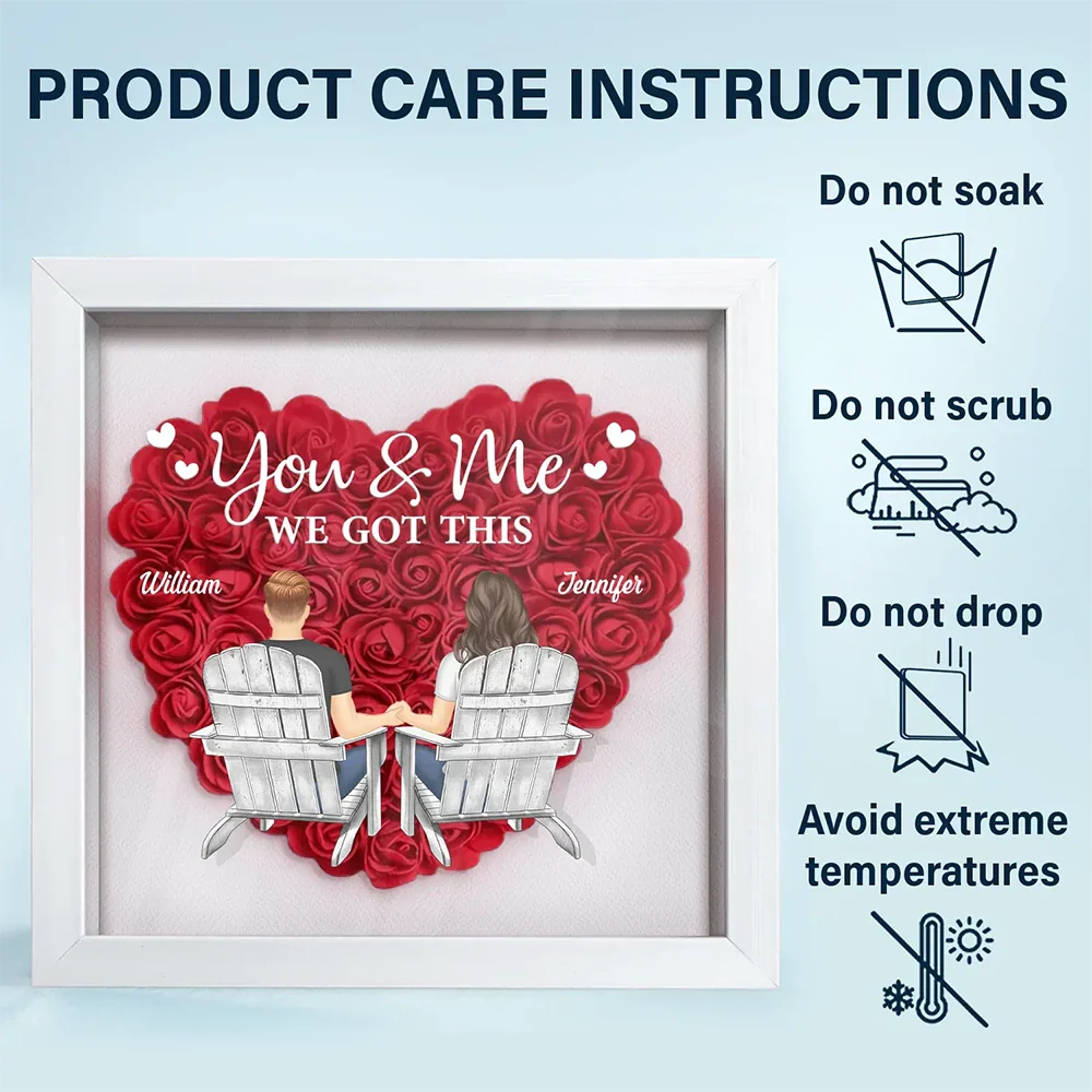 Gift For Couples, Gift For Wife, Gift For Girlfriend - You & Me We Got This - Personalized Flower Shadow Box
