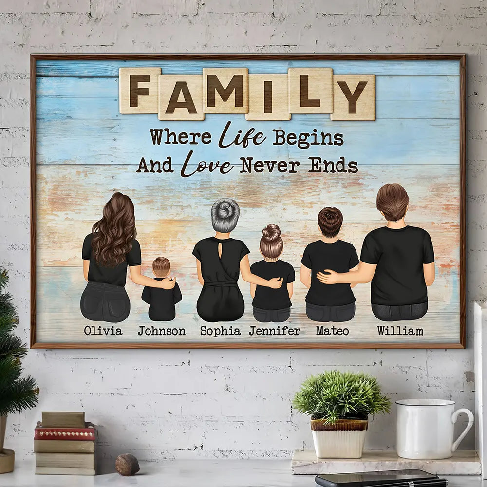 Gift For Mother,Gift For Father,Family,Happy - Family Love Never Ends - Personalized Poster