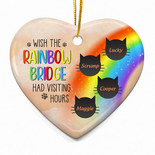 Personalized Cat Memorial For Loved One Ornament: "Rainbow Bridge Had Visiting Hours" Keepsake