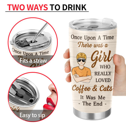 Personalized Tumbler: "Girl Who Loved Coffee & Cats" Custom Gift for Her