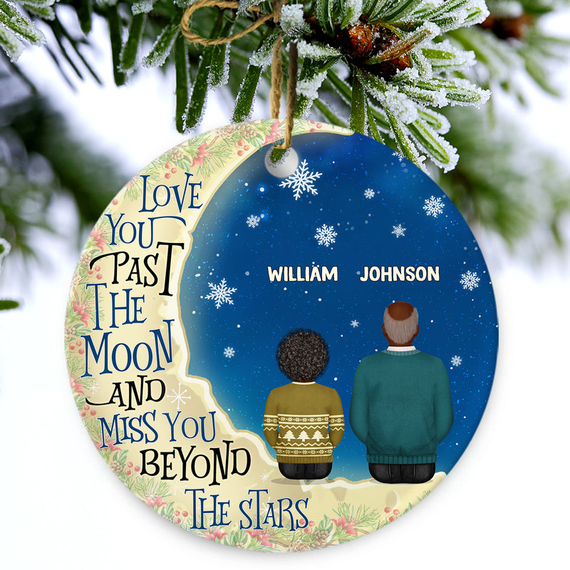 Miss You Beyond The Stars - Memorial Gift - Christmas Gift - Personalized Custom Circle Ceramic Ornament