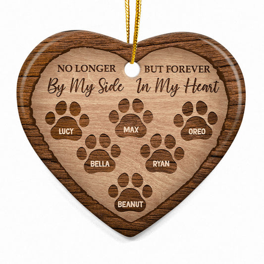 Dog & Cat Lovers Forever In My Heart - Memorial Gift - Christmas Gift - Personalized Custom Heart Ceramic Ornament