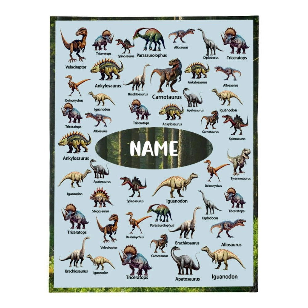 Personalized Dinosaur Adventure Blanket - Customize Your Name