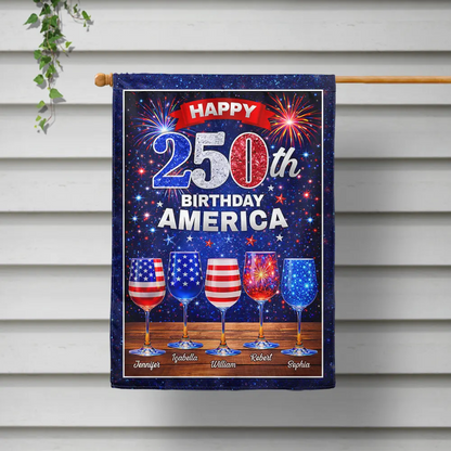 Gift For Couples,Gift For Husband,Gift For Wife,Gift For Boyfriend,Gift For Girlfriend,Parents,Gift For Yourself,Gift For Women,Gift For Men,Gift For Mother,Gift For Father,Gift For Daughter,Gift For Son,Family,Independence Day,America 250th,Happy,Gift For Bestie,Gift For Sibling,Gift For Sisters - America 250th Birthday Celebration - Personalized Flag