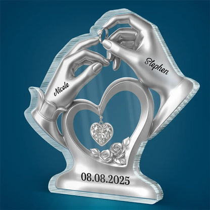 Custom Anniversary Wedding Acrylic Plaque personalization view for Couples