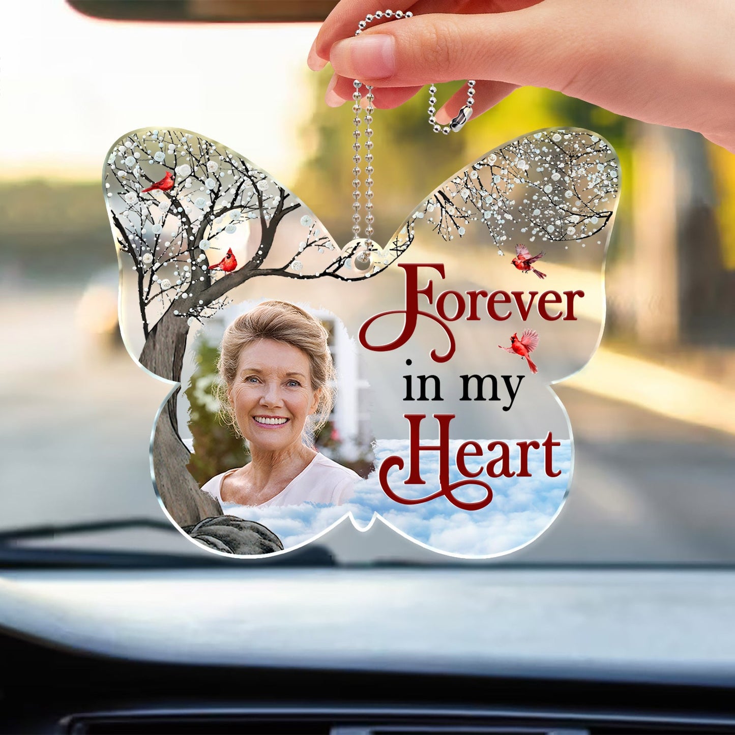 Custom Photo Although You Cannot See Me - Memorial Gift For Family, Siblings, Friends - Personalized Acrylic Car Hanger