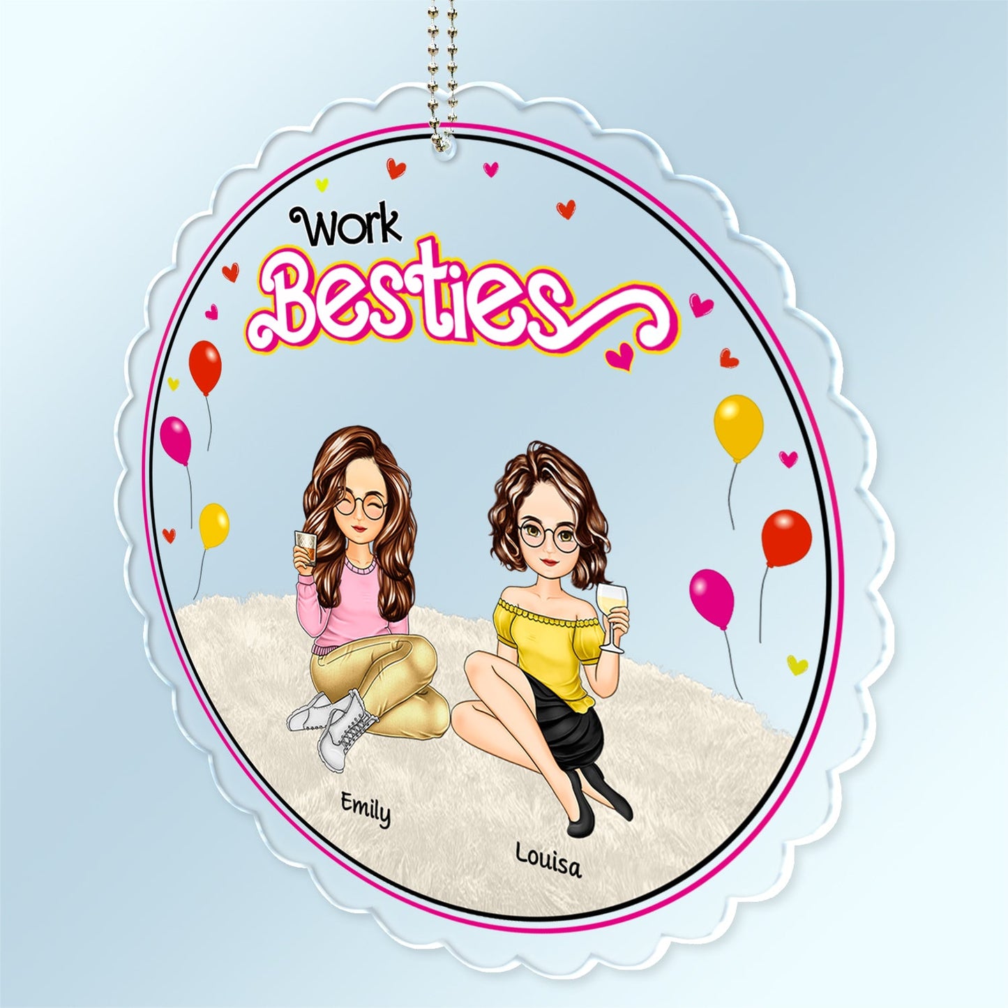 Besties Forever Thank You For Being My Unpaid Therapist - Gift For Bestie, Colleague, Sibling - Personalized Acrylic Car Hanger