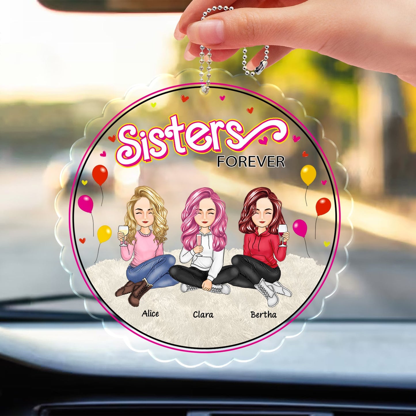 Besties Forever Thank You For Being My Unpaid Therapist - Gift For Bestie, Colleague, Sibling - Personalized Acrylic Car Hanger