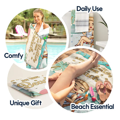 'Just a Girl Who Loves Beaches' - Personalized Custom Beach Towel