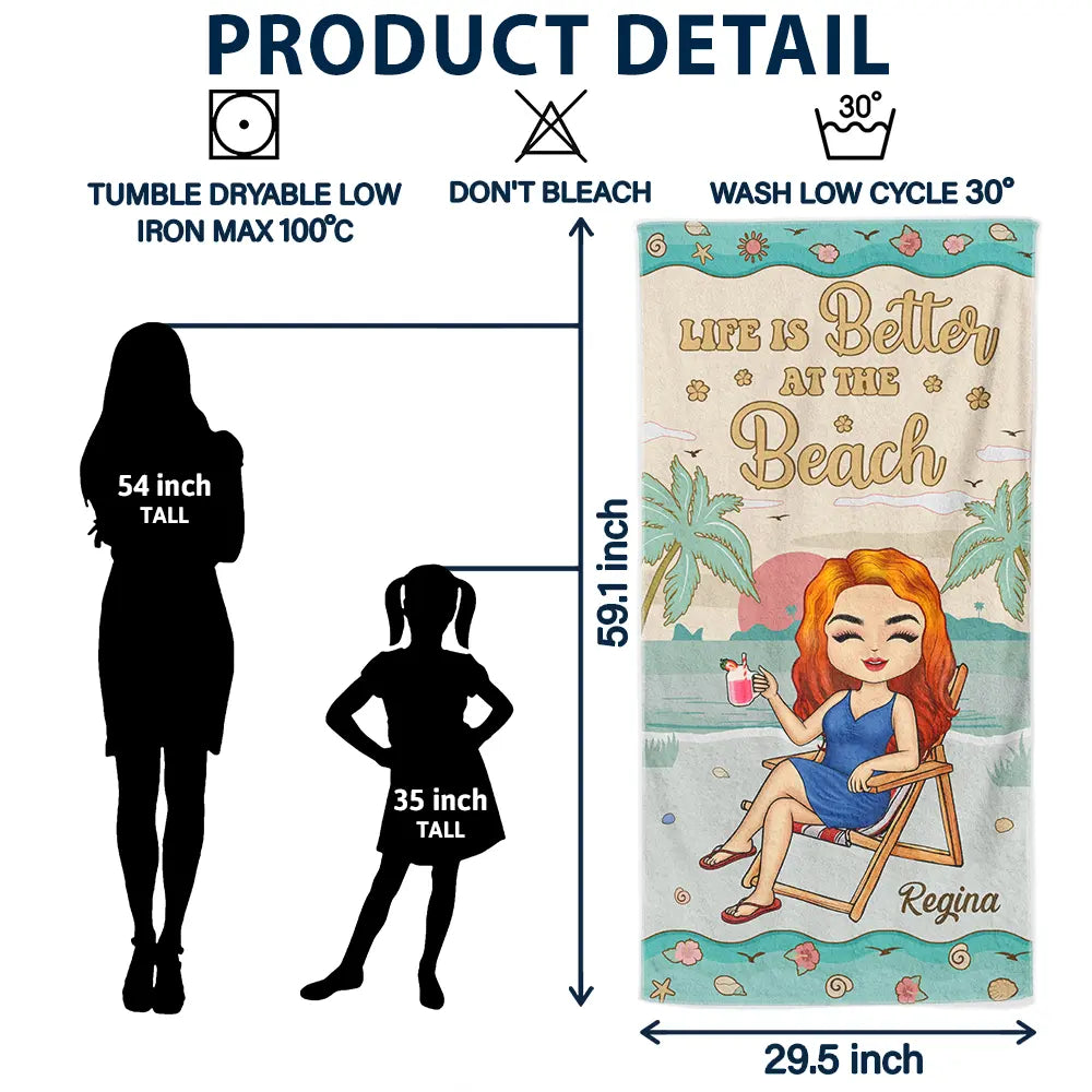 'Just a Girl Who Loves Beaches' - Personalized Custom Beach Towel