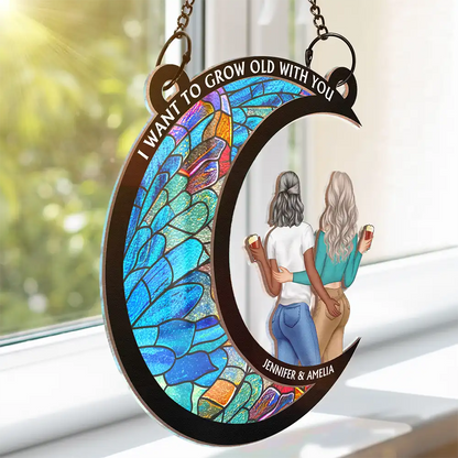 From Our First Kiss Till Our Last Breath Couple - Personalized Window Hanging Suncatcher Ornament