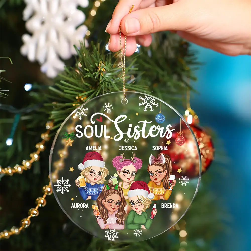 Besties Forever Christmas - Personalized Circle Acrylic Ornament