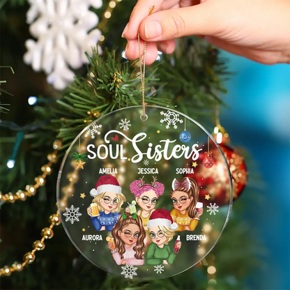 Besties Forever Christmas - Personalized Circle Acrylic Ornament