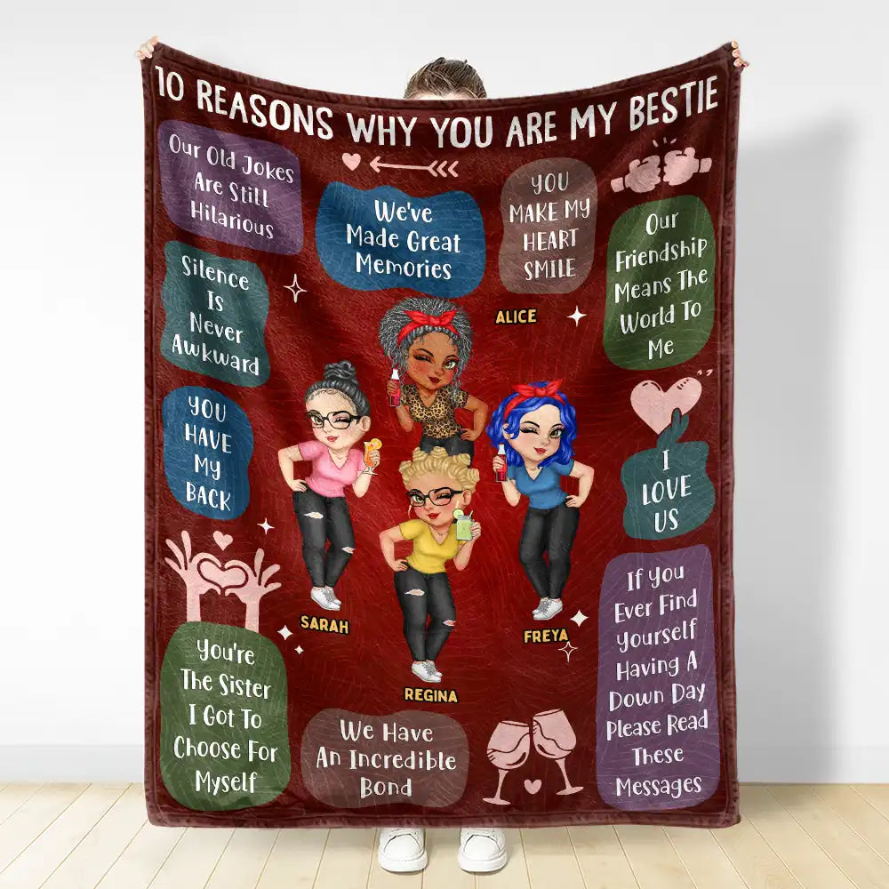 Custom '10 Reasons Why You're My Bestie' Blanket - Personalized Gift