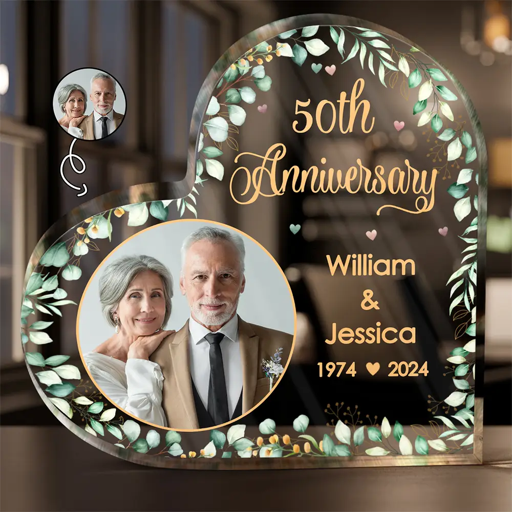 Personalized 50Th Anniversary Heart Acrylic Plaque for Couples
