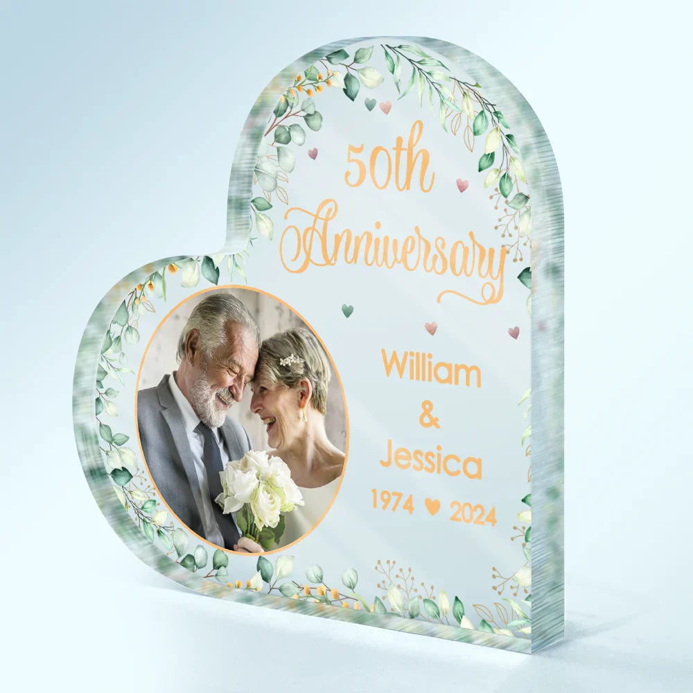 Personalized 50Th Anniversary Heart Acrylic Plaque personalization view for Couples