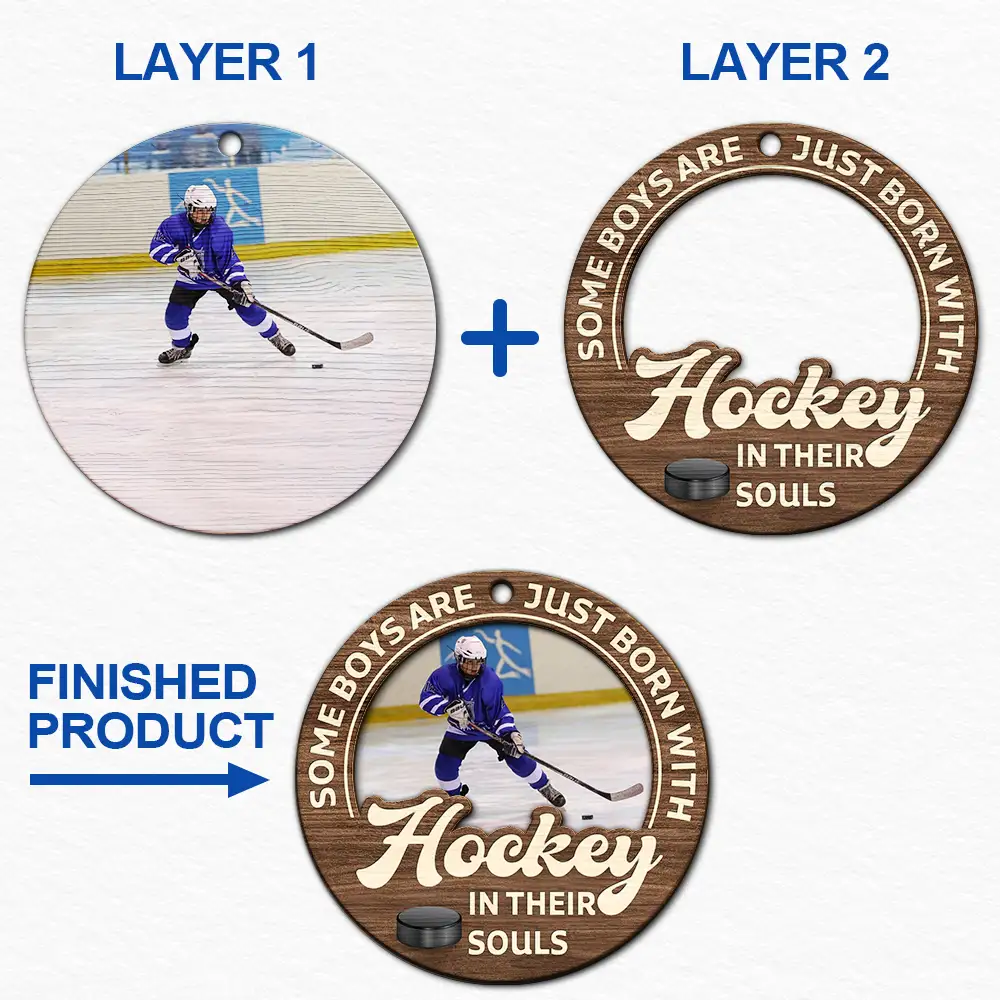 Custom Born With Sports In Their Souls Photo Ornament for Son/Grandson image 6