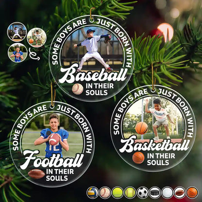 Personalized Sports Photo Acrylic Ornament personalization view for Kids/Babies