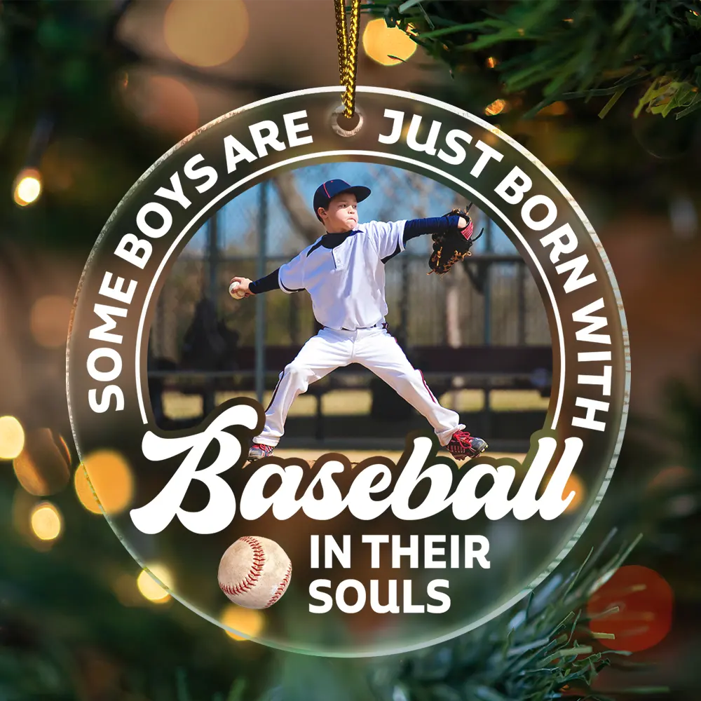 Acrylic Ornament material and size view - Personalized Sports Photo Acrylic Ornament