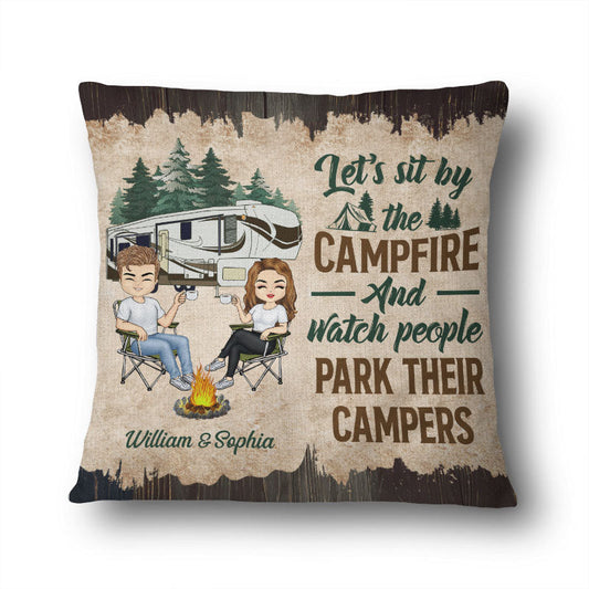 “Let’s Sit By The Campfire” - Personalized Husband & Wife Camping Pillow