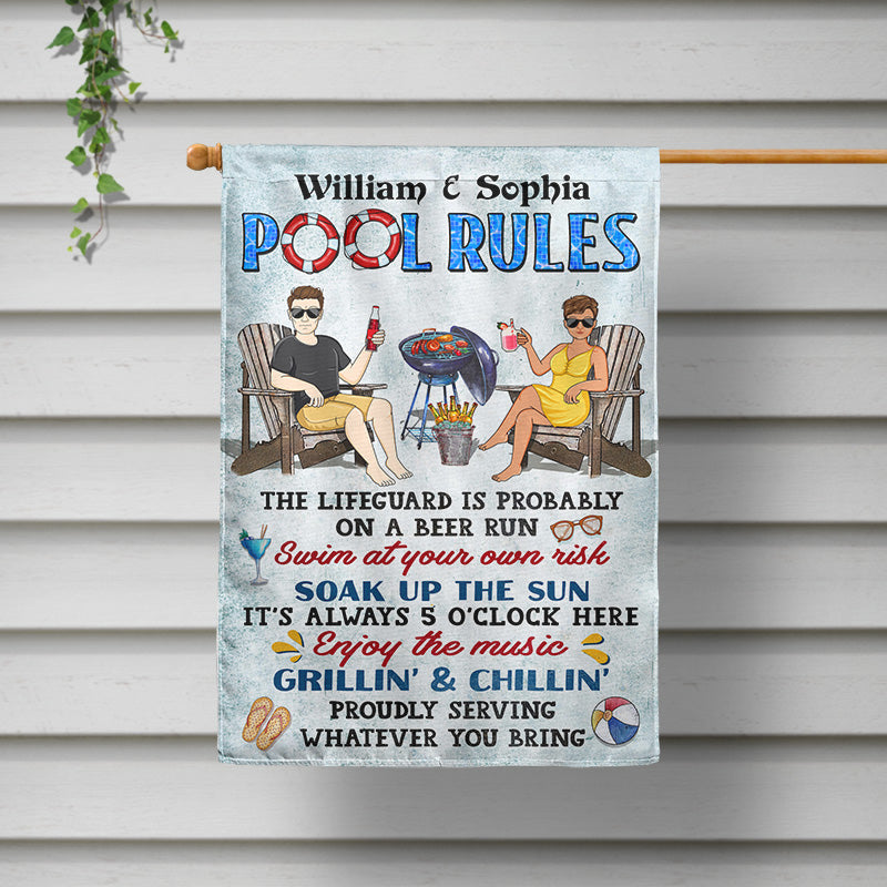 Custom Pool Rules Garden Flag personalization view for Couples